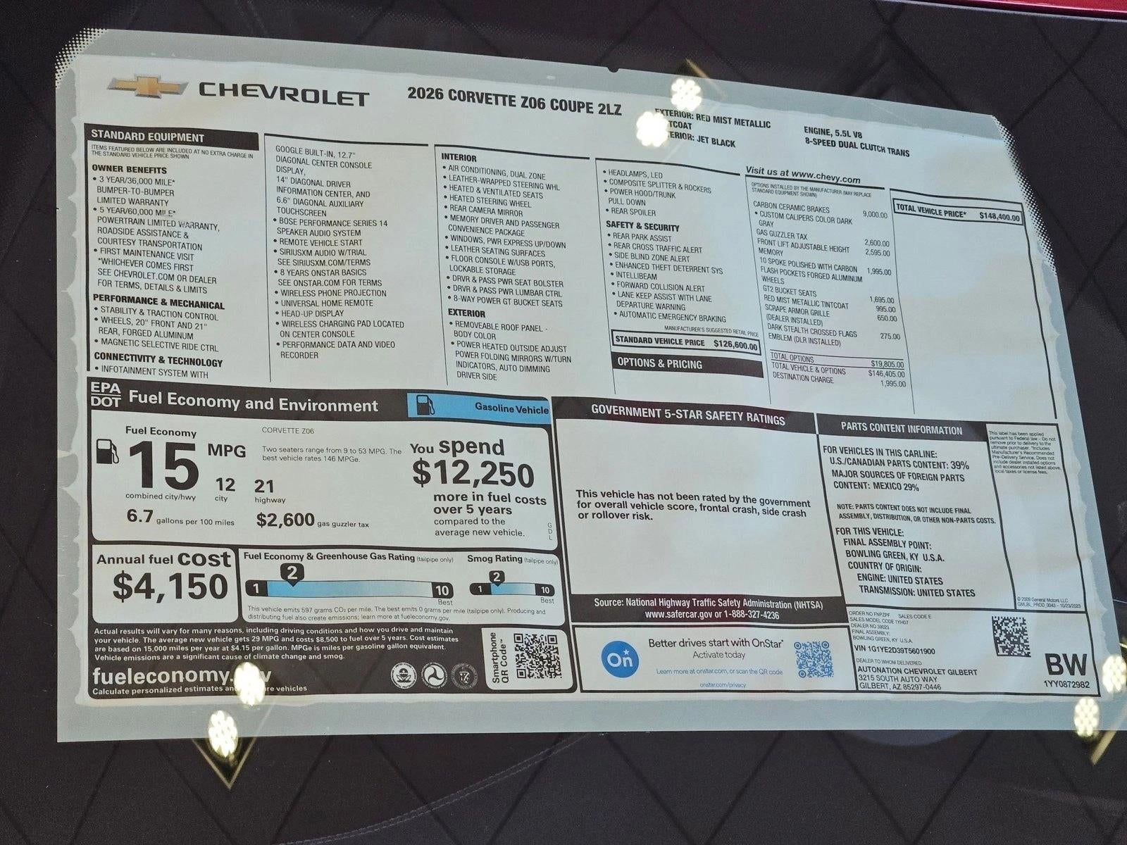 2026 Chevrolet Corvette Z06 2LZ