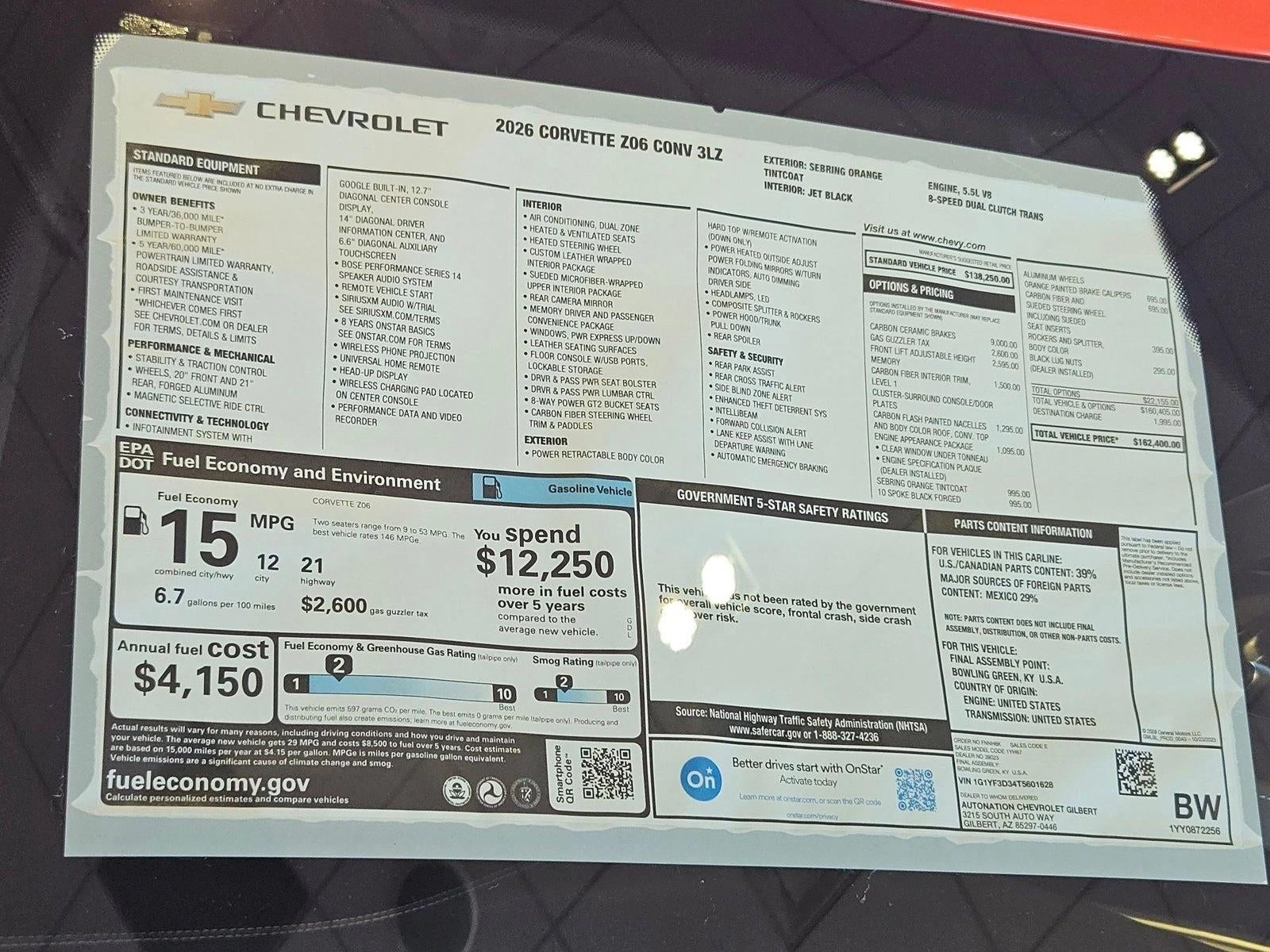 2026 Chevrolet Corvette Z06 3LZ