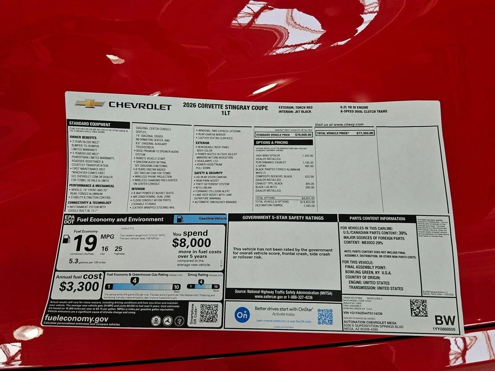 2026 Chevrolet Corvette Stingray 1LT