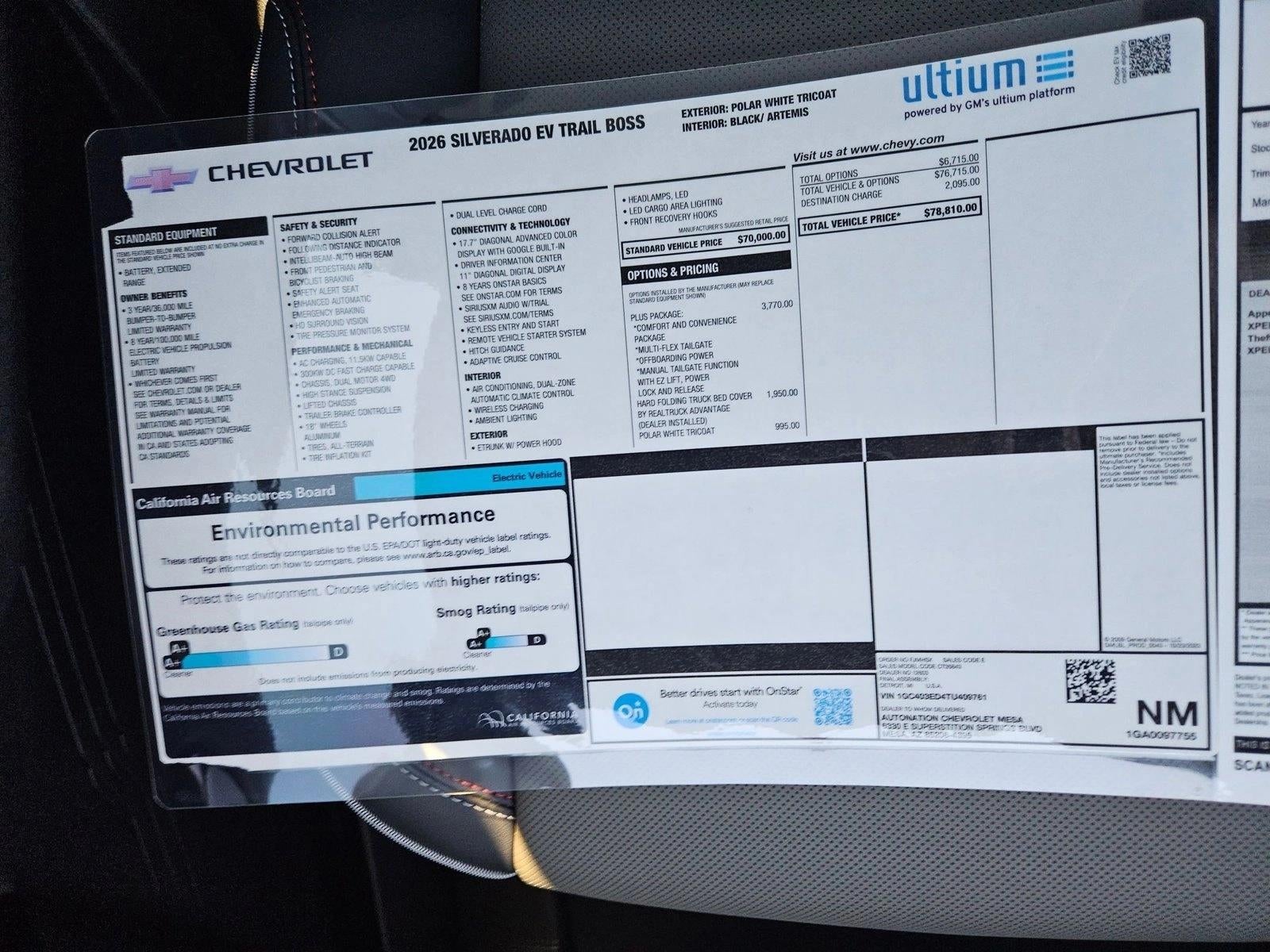 2026 Chevrolet Silverado EV Trail Boss - Extended Range