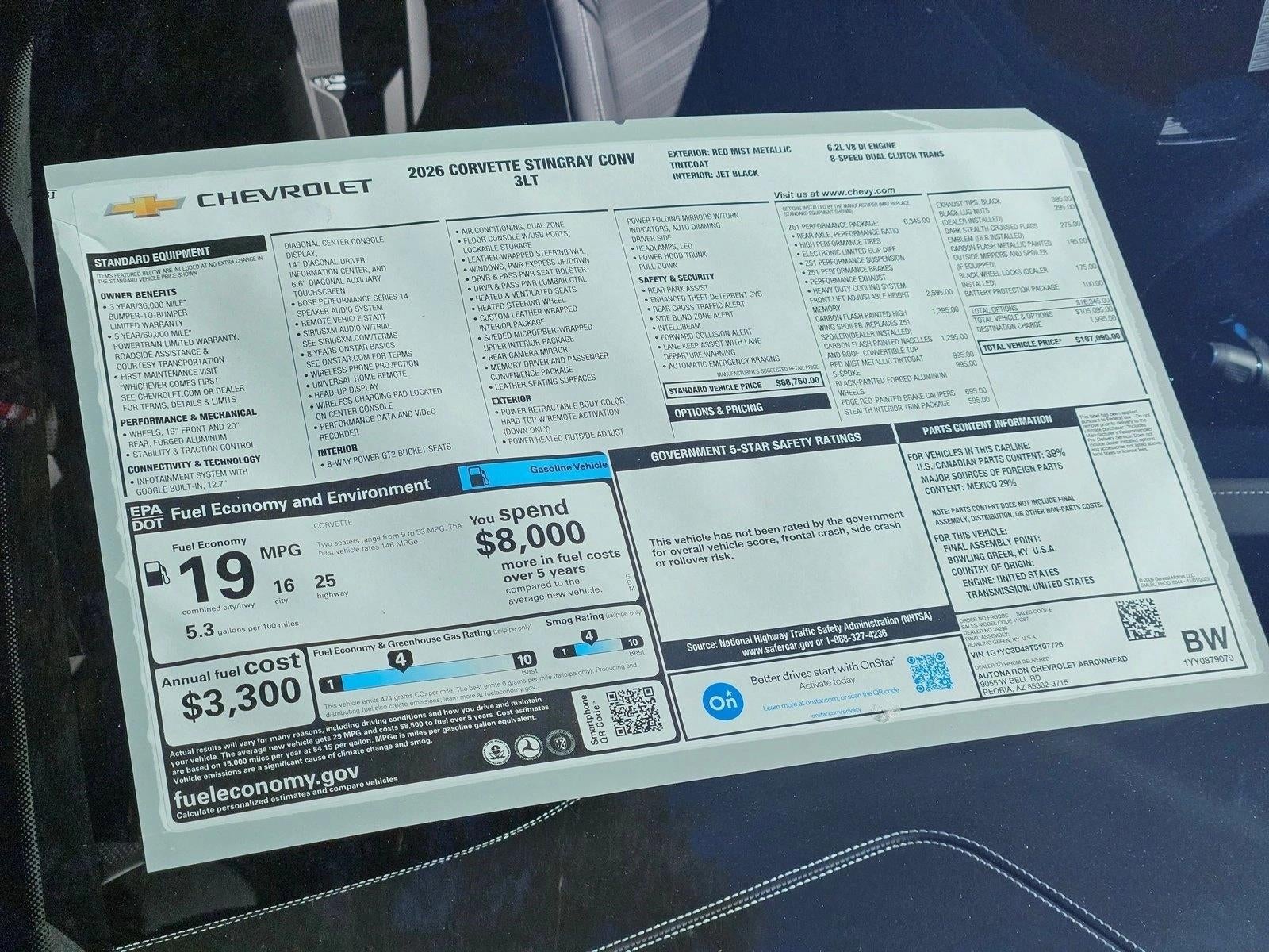 2026 Chevrolet Corvette Stingray 3LT