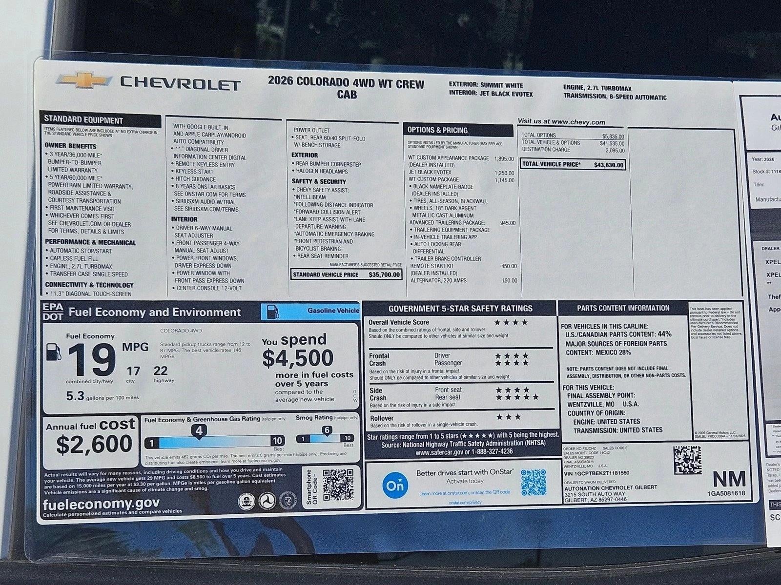 2026 Chevrolet Colorado WT
