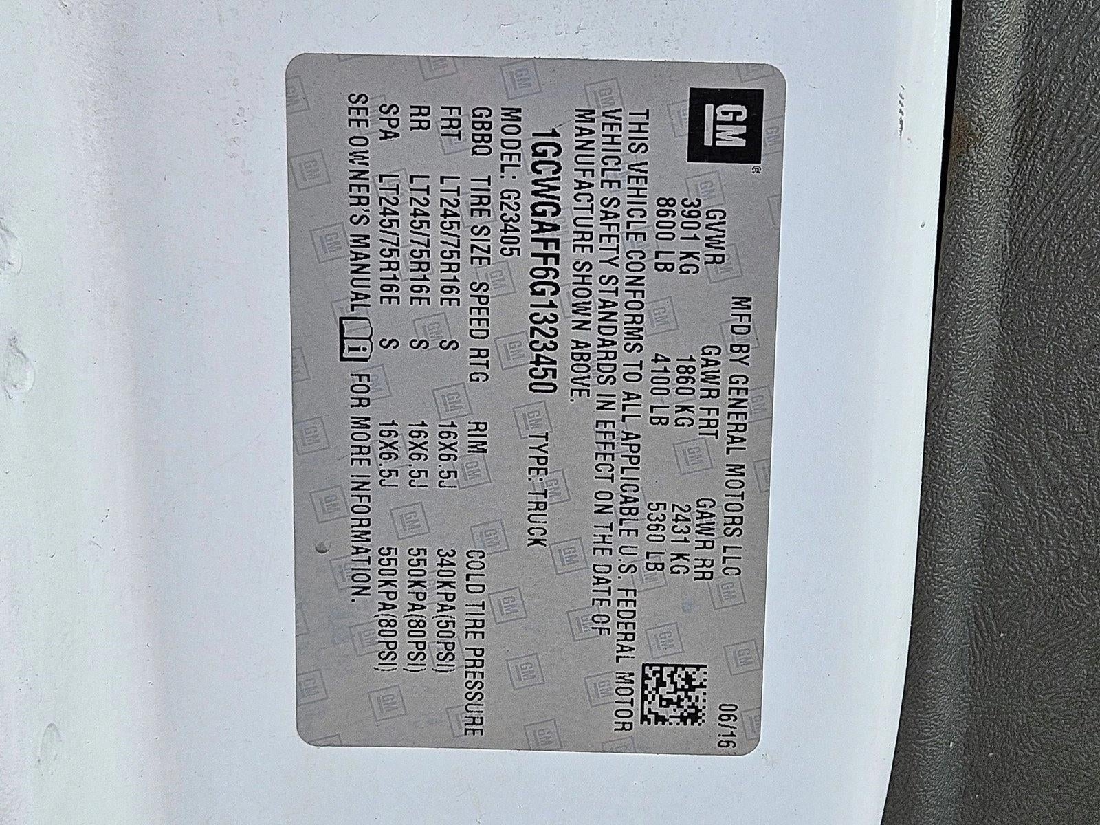 2016 Chevrolet Express Cargo 2500 Base