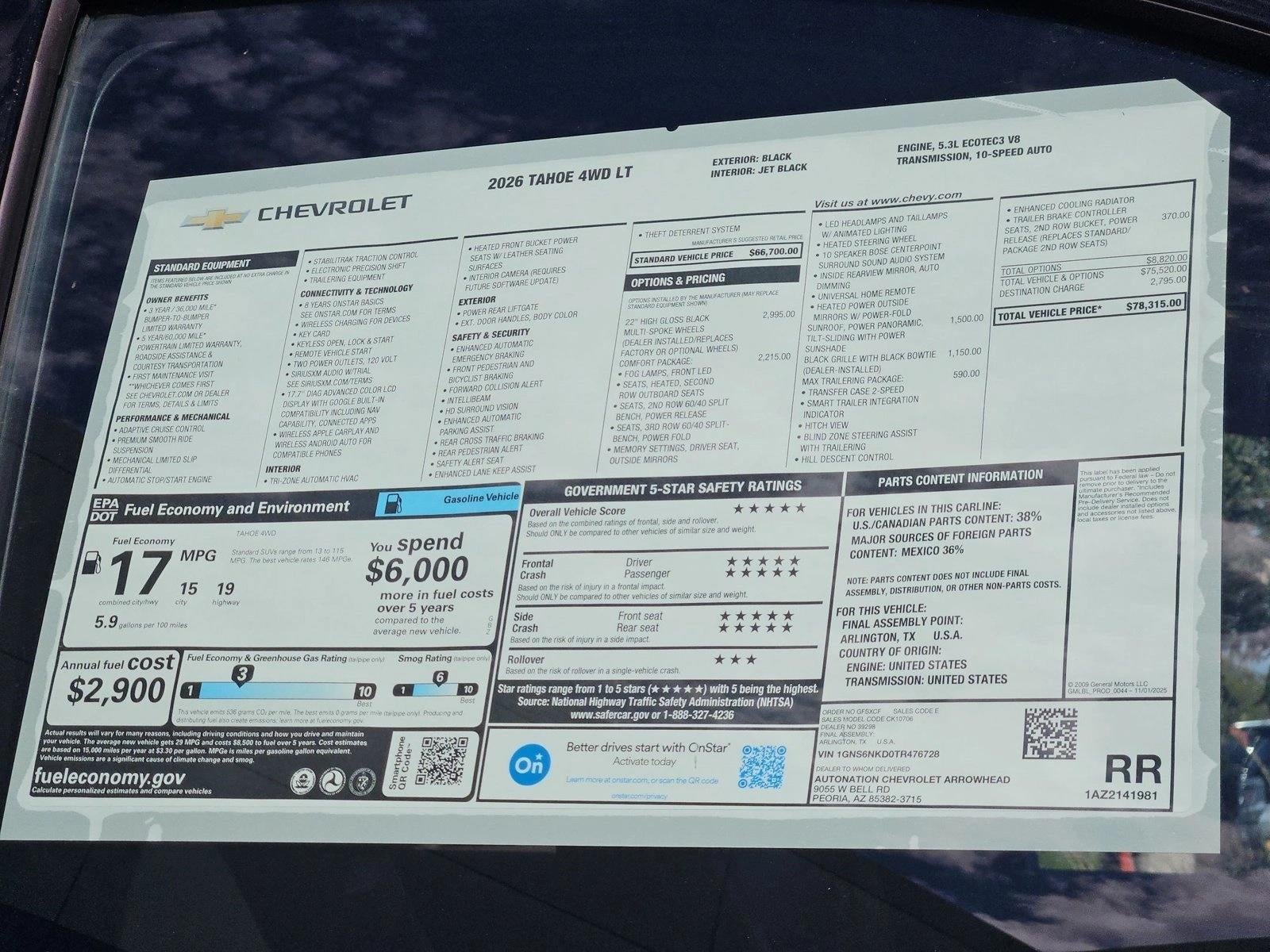 2026 Chevrolet Tahoe LT