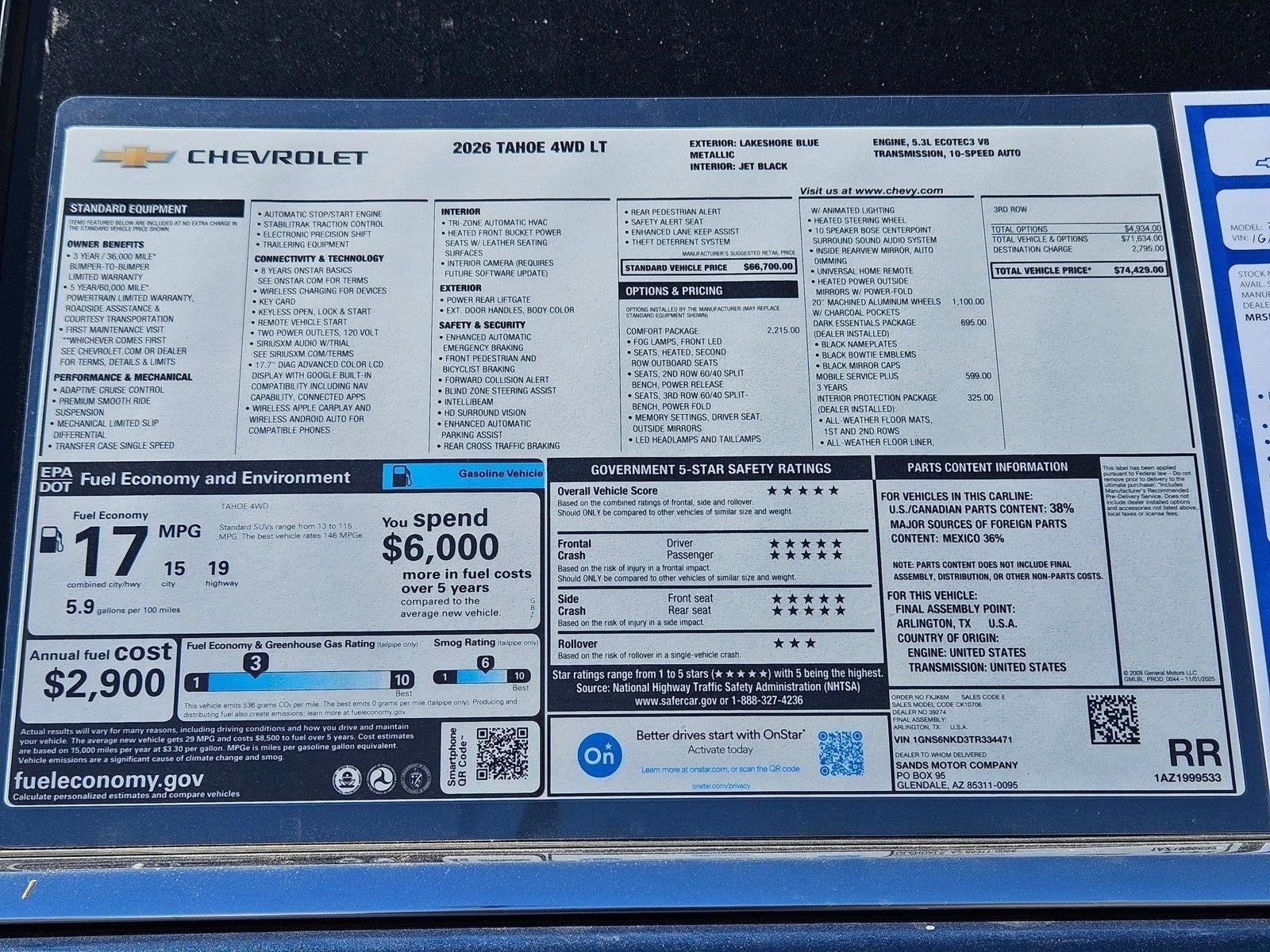 2026 Chevrolet Tahoe LT