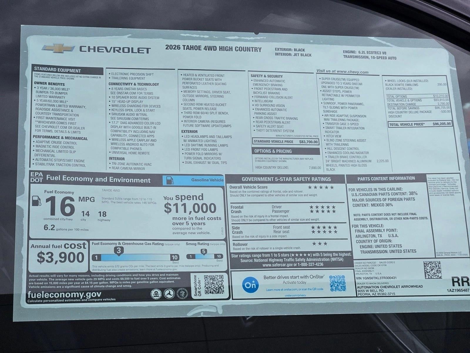 2026 Chevrolet Tahoe High Country