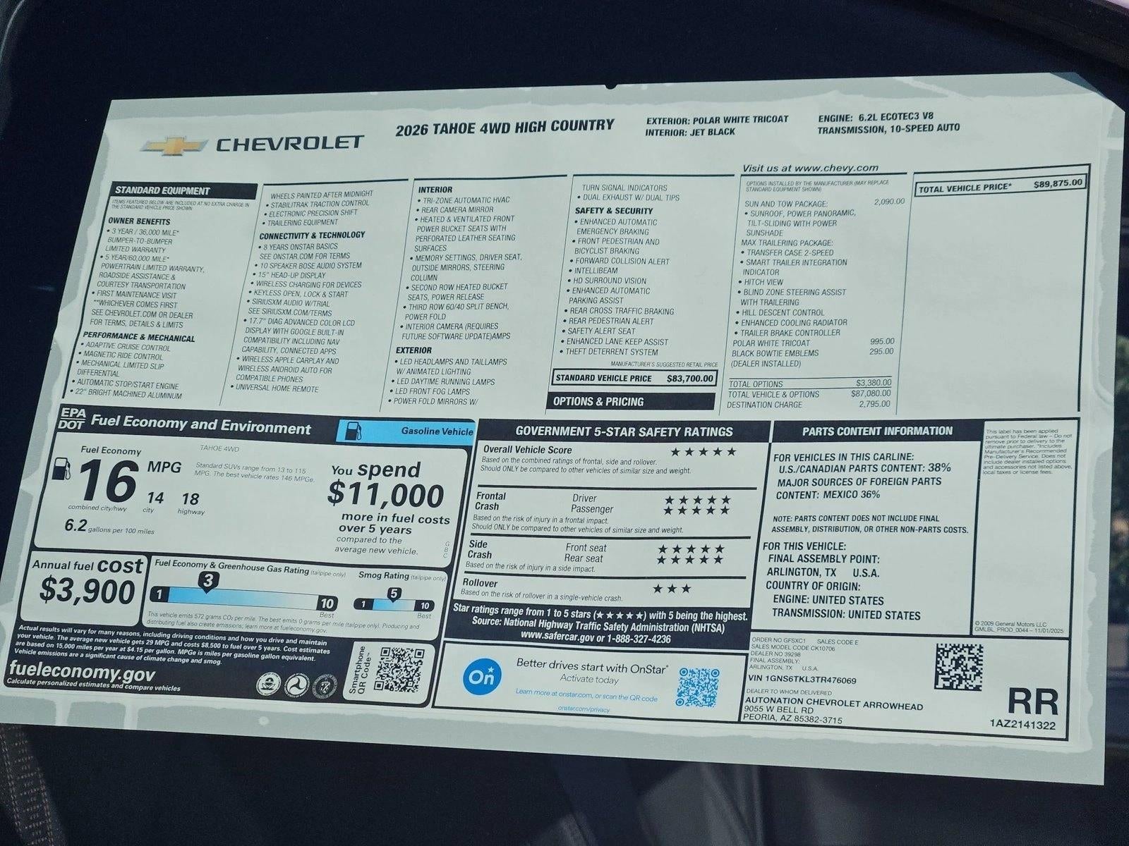 2026 Chevrolet Tahoe High Country