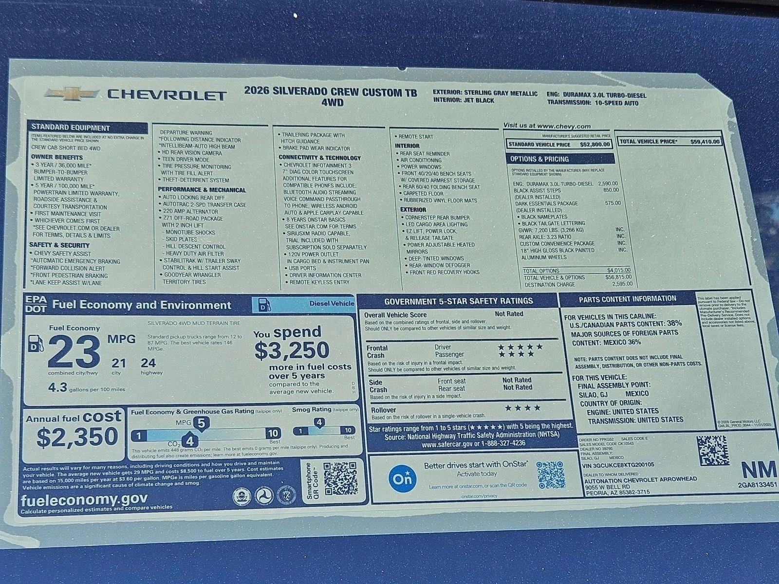 2026 Chevrolet Silverado 1500 Custom Trail Boss