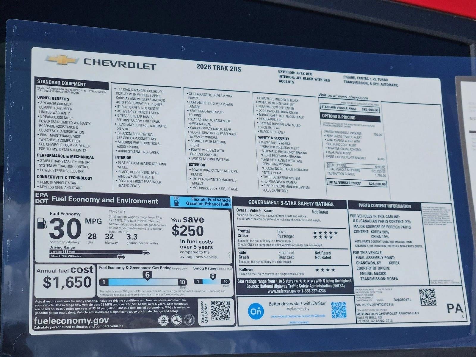 2026 Chevrolet Trax 2RS