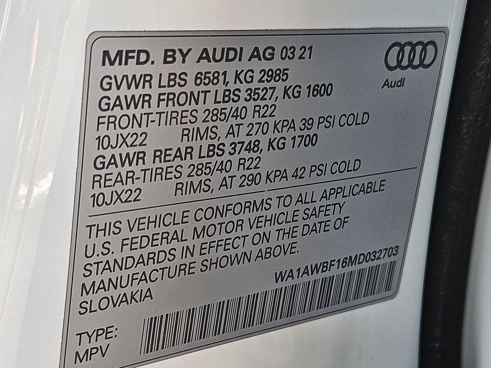 2021 Audi SQ8 Premium Plus 4.0 TFSI quattro