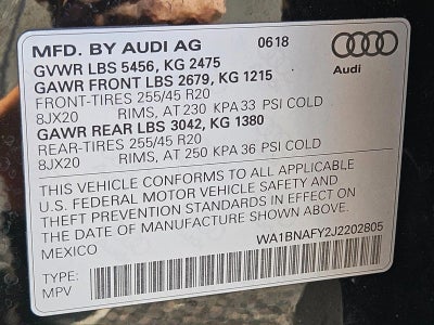 2018 Audi Q5 2.0 TFSI Tech Premium Plus