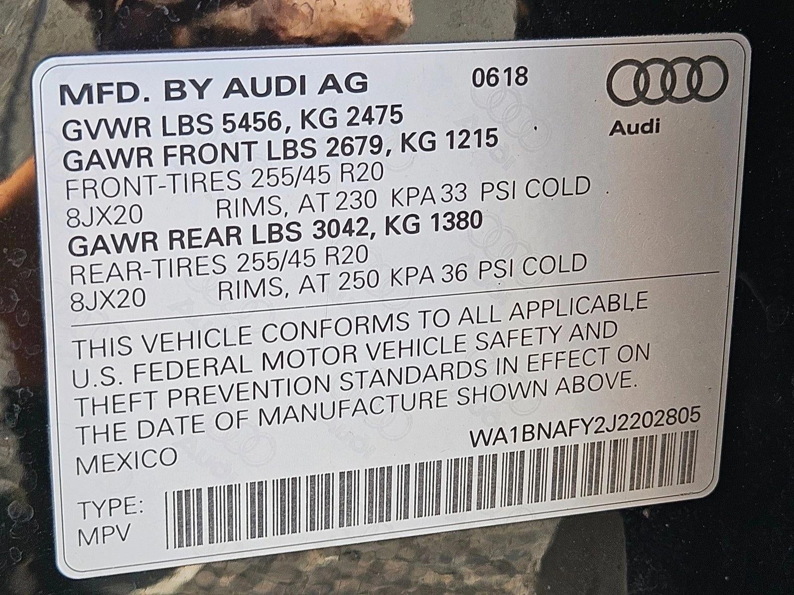 2018 Audi Q5 2.0 TFSI Tech Premium Plus
