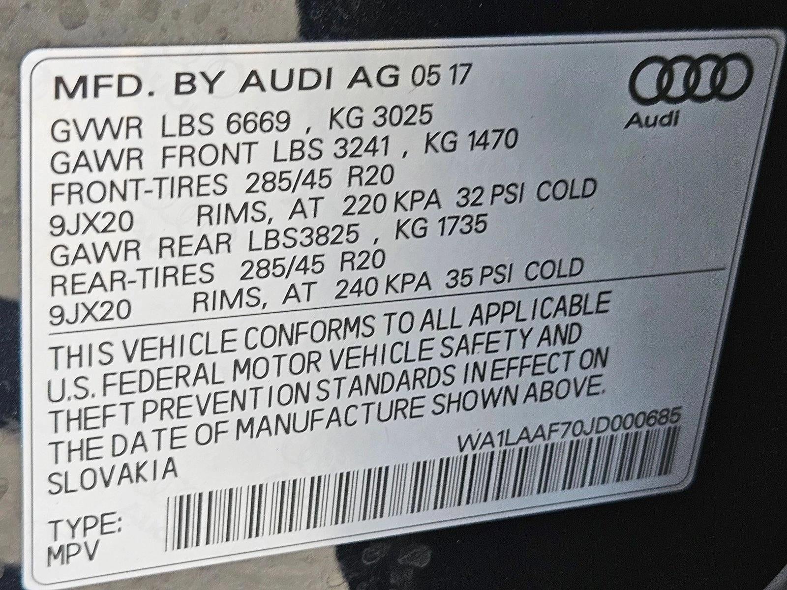 2018 Audi Q7 3.0 TFSI Premium Plus