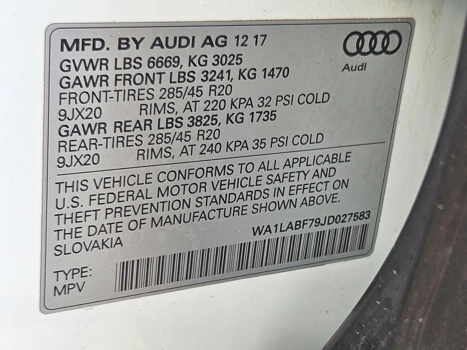 2018 Audi Q7 3.0 TFSI Premium Plus