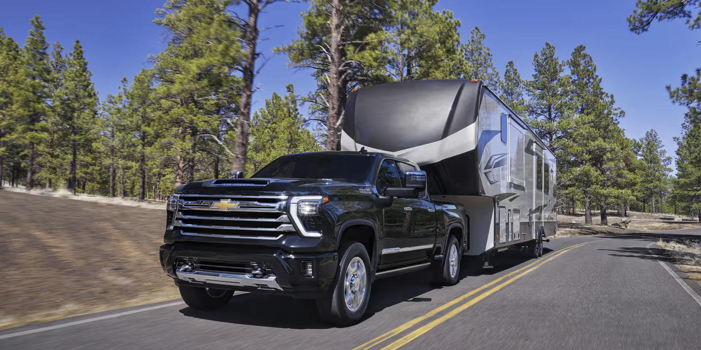 2026 Silverado HD towing a large RV